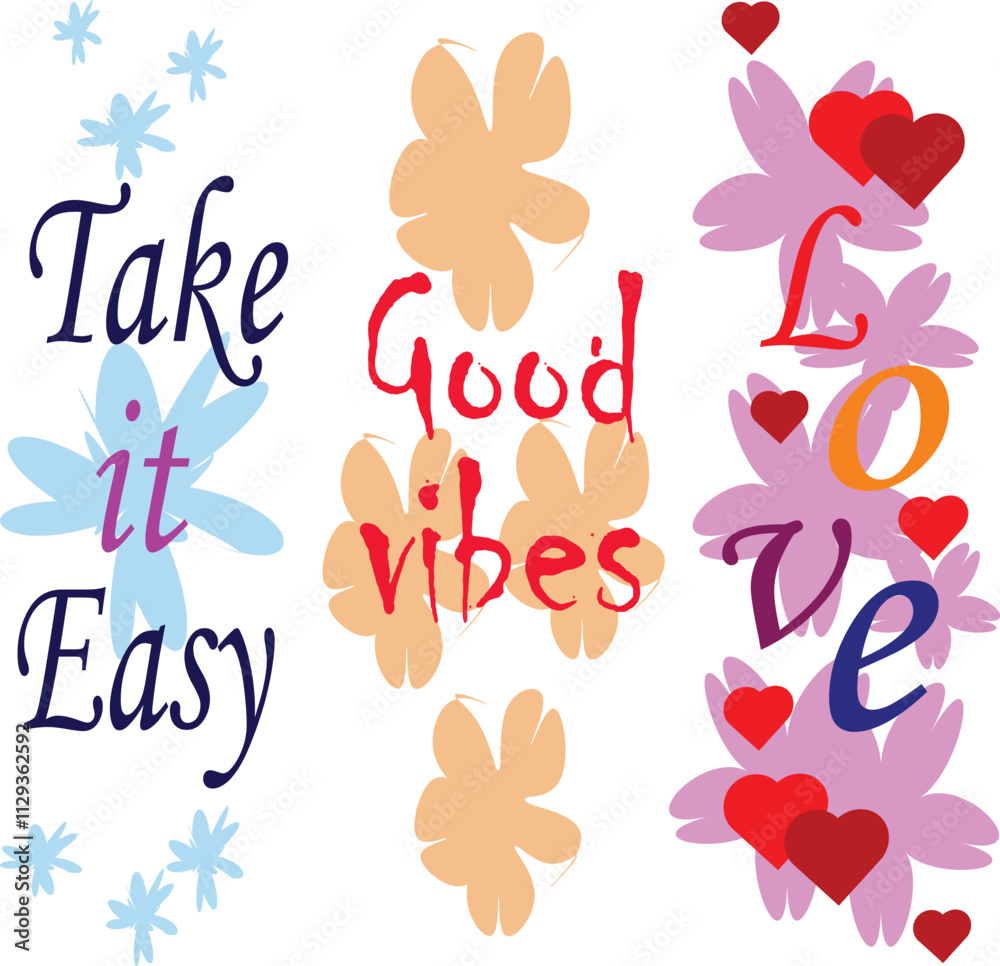 Good vibes quotes background art vector set. Flower abstract shape ,art design for T-shirt, poster, fabric, packaging, print, screen, sticker. Good vibes quotes background art vector set. Flower abstract shape ,art design for T-shirt, poster, fabric, packaging, print, screen, sticker.