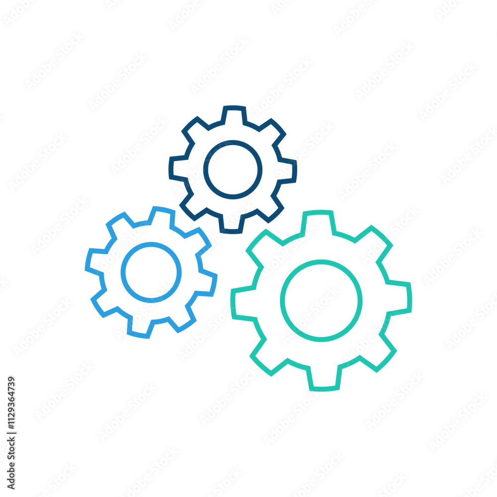 Outline gear icon. Cogwheel symbol. Setting, mechanicsm. Vector illustration Outline gear icon. Cogwheel symbol. Setting, mechanicsm. Vector illustration