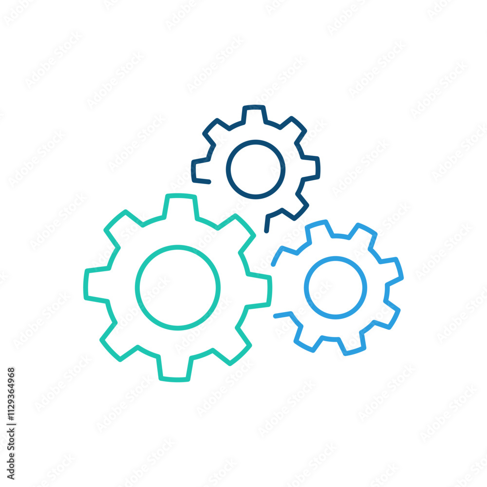 Gear icon symbol. Gear outline with different color. Editable stroke Gear icon symbol. Gear outline with different color. Editable stroke