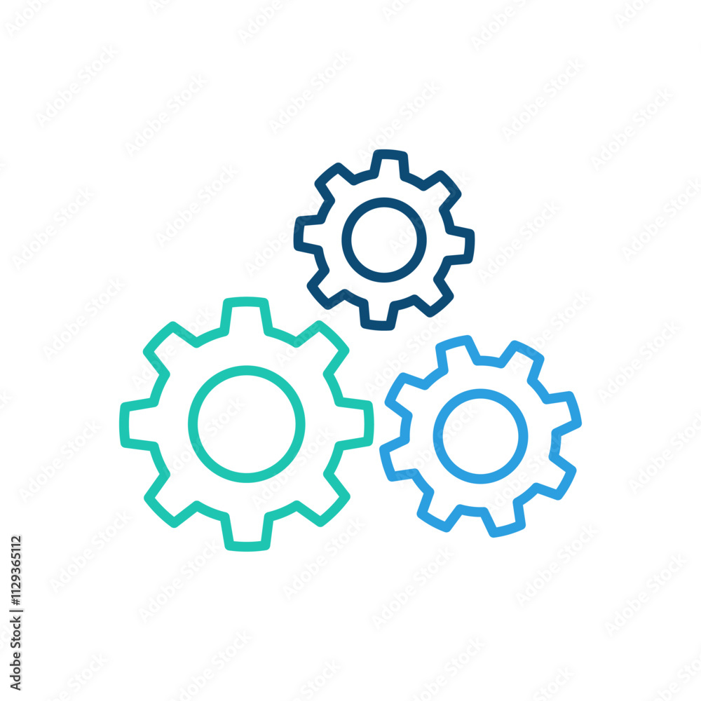 Cogwheel icon with different color. Outline cogwheel mechanism symbol. Editable stroke Cogwheel icon with different color. Outline cogwheel mechanism symbol. Editable stroke