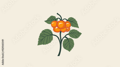 Vibrant Cloudberry Fruit Vector Illustration on White Background