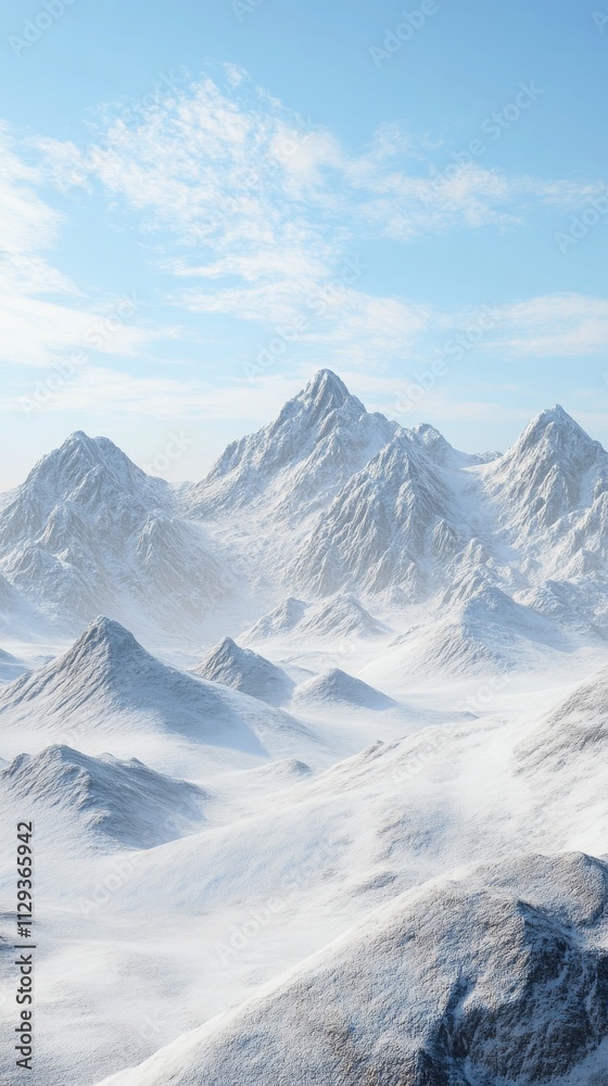 Fototapeta premium Majestic snow covered mountains with evergreen trees under clear blue sky