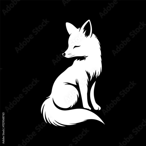 A close up of a black and white silhouette of a Fox