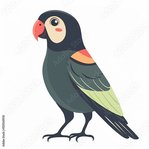 Parrot, single, white background. AI generate illustration photo