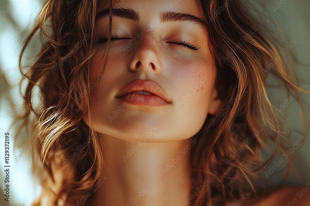 Woman Relaxed Face Long Hair Sunlit Calm Detail Woman Relaxed Face Long Hair Sunlit Calm Detail
