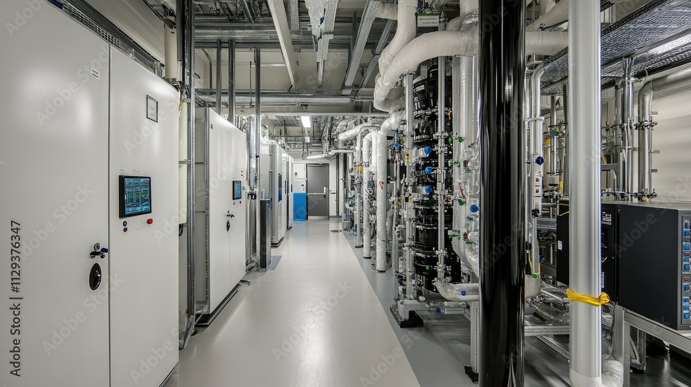 Obraz premium Industrial interior of water treatment plant.
