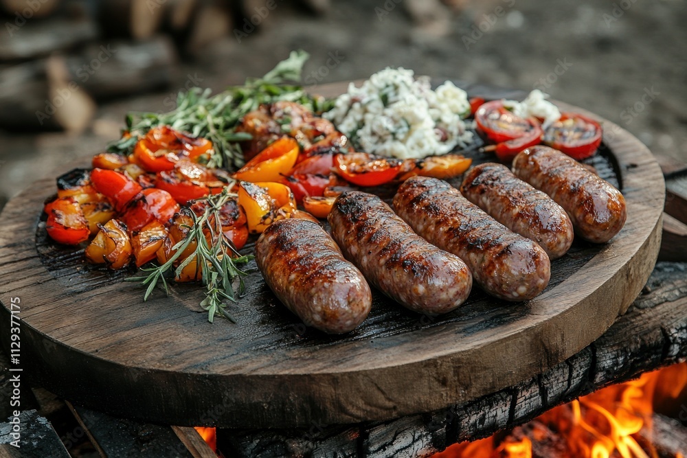 Juicy Sausages Cooked Over Open Flame Juicy Sausages Cooked Over Open Flame