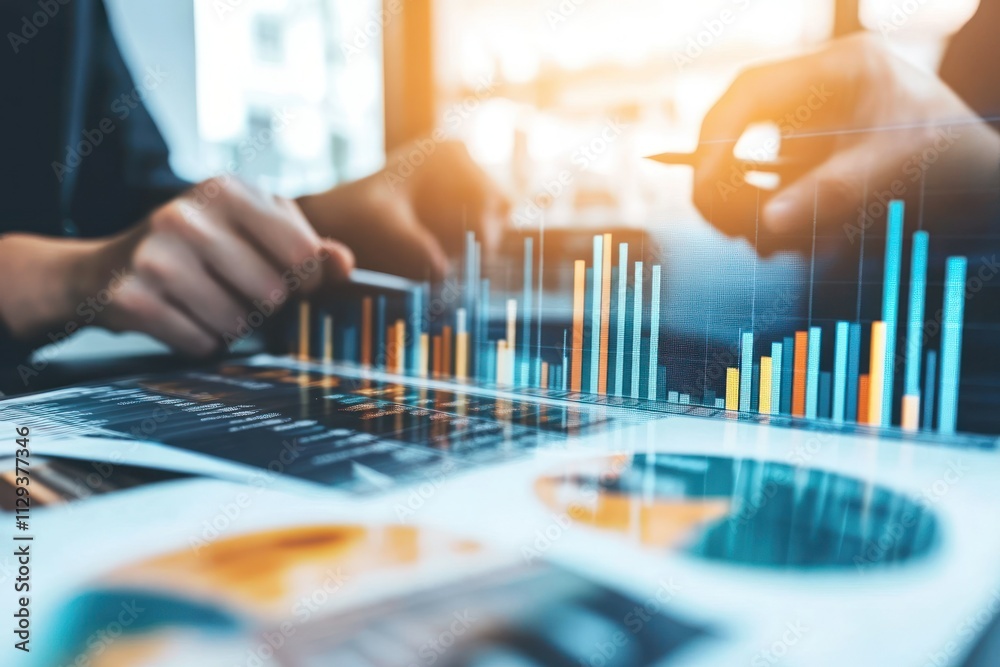 Modern Professionals Analyzing Data in Office Setting Modern Professionals Analyzing Data in Office Setting