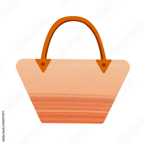 a brown and orange beach bag with browm handle for summer design Summer illust fashion Travel girl
