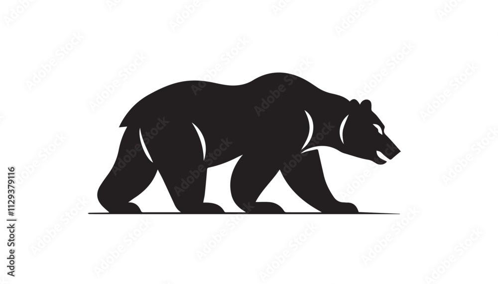 Fototapeta premium Bear silhouette vector illustration on white background. Vector illustration.