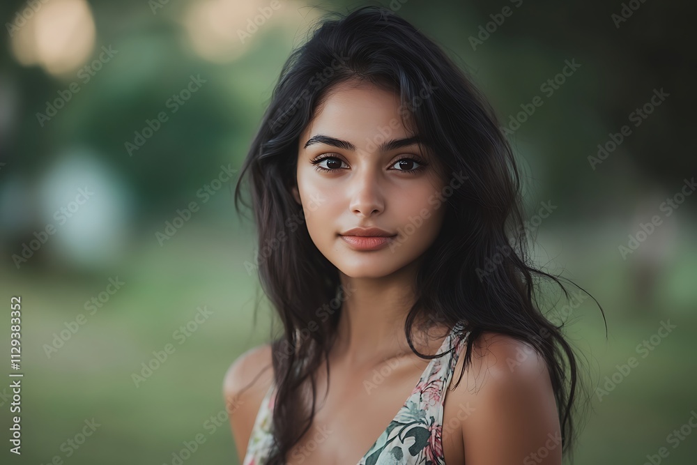 Young Woman Confident Portrait Blurred Background Young Woman Confident Portrait Blurred Background