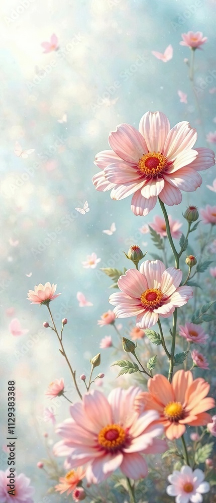 Whimsical hand-painted flowers in a dreamy, ethereal atmosphere, hand-painted flowers, soft focus Whimsical hand-painted flowers in a dreamy, ethereal atmosphere, hand-painted flowers, soft focus