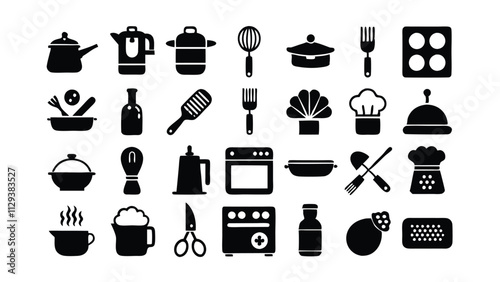 Cooking & Kitchen related icon editable stroke outline  set of different types small icons isolated on white background flat vector illustration