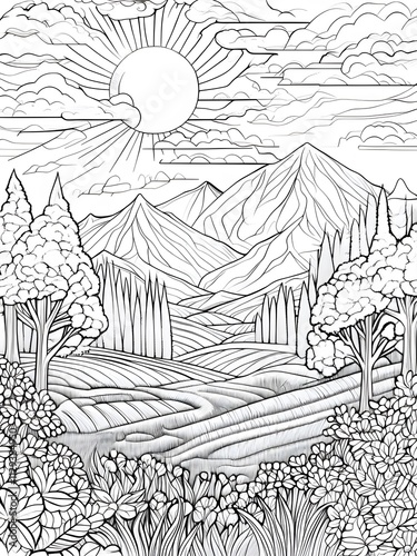 Coloring book wild landscape	