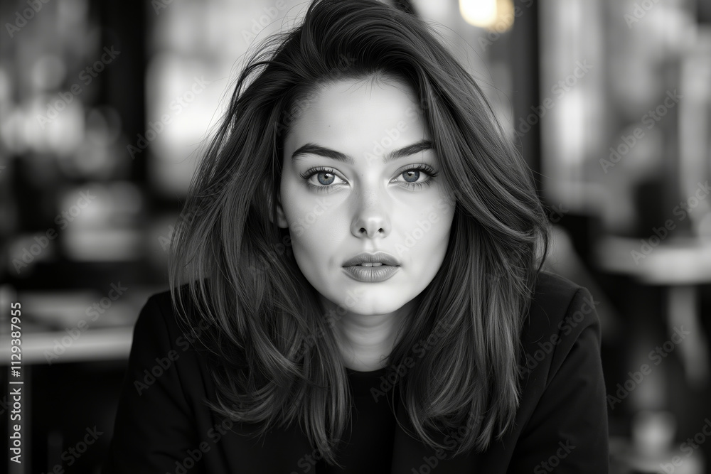 A black and white photo of a woman with long hair A black and white photo of a woman with long hair