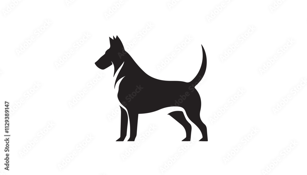 Dog silhouette. Vector illustration of dog silhouette. Vector black silhouette of a dog isolated on a white background. Dog silhouette. Vector illustration of dog silhouette. Vector black silhouette of a dog isolated on a white background.