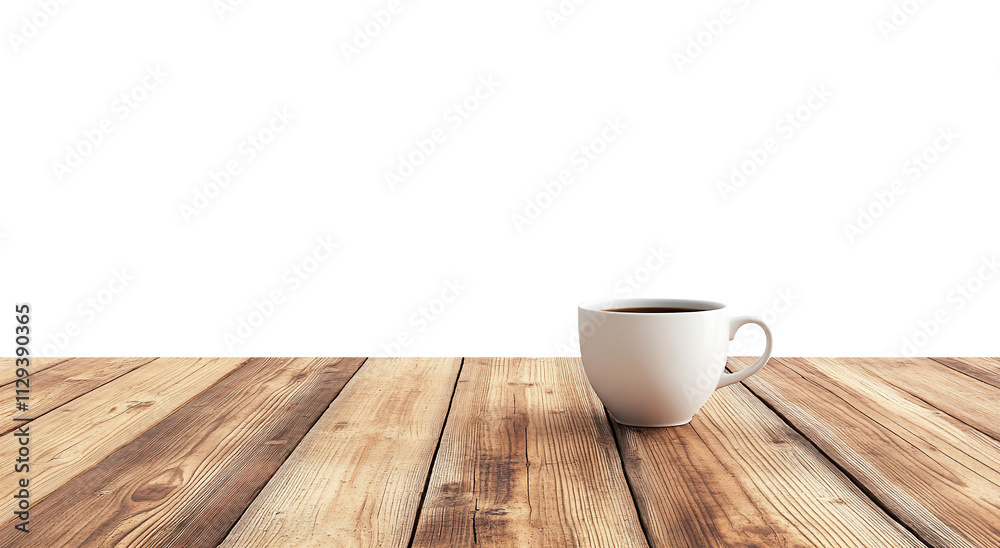A white coffee cup sits on a wooden table, suggesting a cozy atmosphere. A white coffee cup sits on a wooden table, suggesting a cozy atmosphere.
