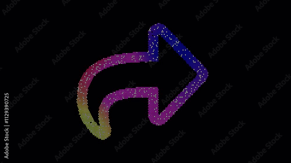 Icon share is made up of LED square shapes that shimmer and flicker. There are black dead diodes. In-Out looped. Alpha BW at the end Icon share is made up of LED square shapes that shimmer and flicker. There are black dead diodes. In-Out looped. Alpha BW at the end