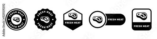 Fresh Meat - vector signs for food product information label.