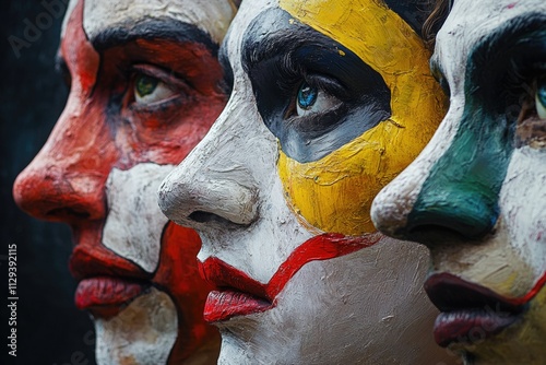 Group of painted faces photo