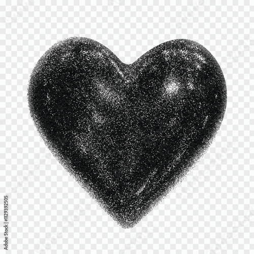 Elements with a retro photocopy effect. Gothic valentine's day concept.  heart  trendy Y2K elements. Grain effect and stippling. Vector dots texture
