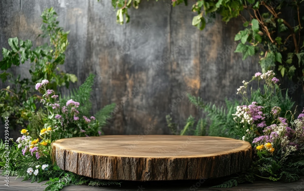 Wooden Rustic Podium A podium crafted from natural wood with visible grain textures, surrounded by subtle greenery and flowers, ideal for eco-friendly or outdoor-themed award ceremonies Wooden Rustic Podium A podium crafted from natural wood with visible grain textures, surrounded by subtle greenery and flowers, ideal for eco-friendly or outdoor-themed award ceremonies