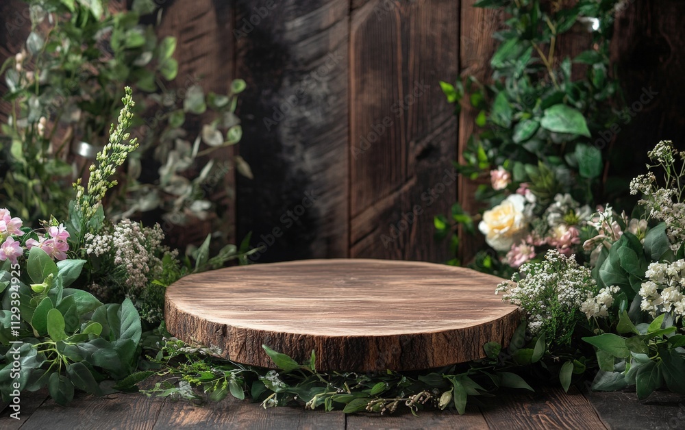 Wooden Rustic Podium A podium crafted from natural wood with visible grain textures, surrounded by subtle greenery and flowers, ideal for eco-friendly or outdoor-themed award ceremonies Wooden Rustic Podium A podium crafted from natural wood with visible grain textures, surrounded by subtle greenery and flowers, ideal for eco-friendly or outdoor-themed award ceremonies
