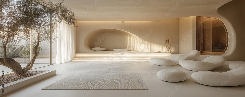 Endless white light in a tranquil space, Generative AI Endless white light in a tranquil space, Generative AI