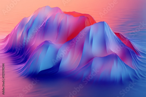 a mountain with a red and blue top