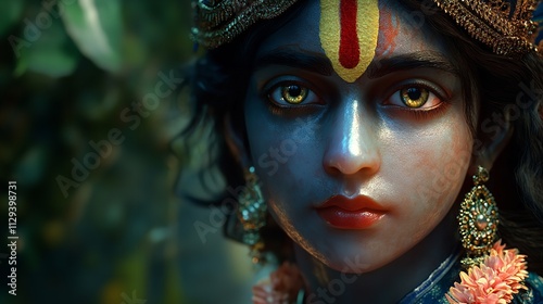 Beautiful Portrait of Lord Krishna 8K Realistic Lighting