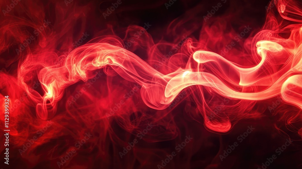 Obraz premium vibrant red smoke flowing gracefully against a dark background creating a dramatic and captivating visual effect