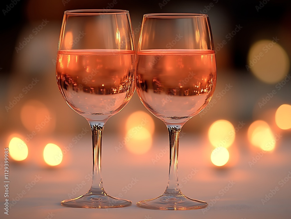 Two Glasses of Rose Wine at Sunset Two Glasses of Rose Wine at Sunset