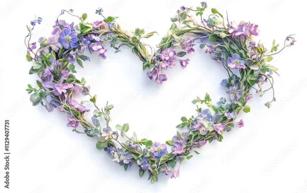 heart from flowers on white background