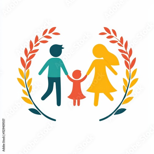 Design of happy family icon logo illustration isolated on white background