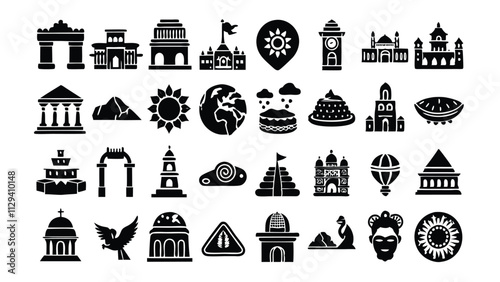 Cultural & Historical Icons editable stroke outline  set of different types small icons isolated on white background flat vector illustration