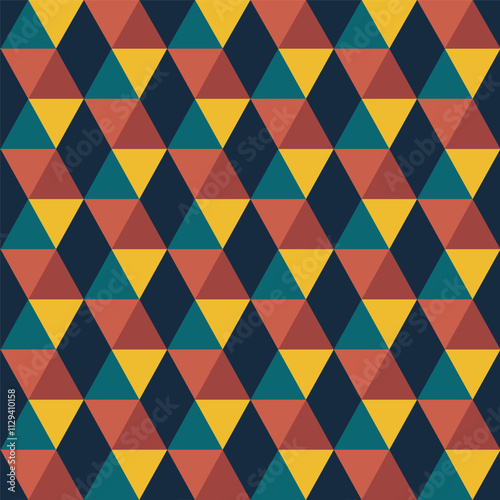 Seamless multi colored retro Bauhaus abstract shapes pattern. Vector abstract geometric background