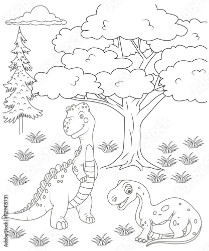 Unique Dinosaur coloring page for kids and adults. Dinosaur coloring page for children