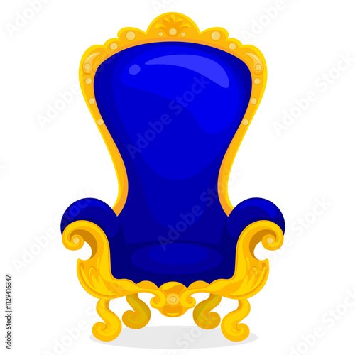 Blue throne shaped chair without background