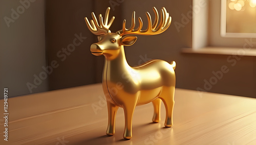 Polished Gold Reindeer: A Majestic Piggy Bank photo