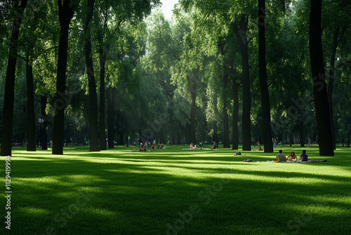 Relaxing afternoon in a lush green park setting