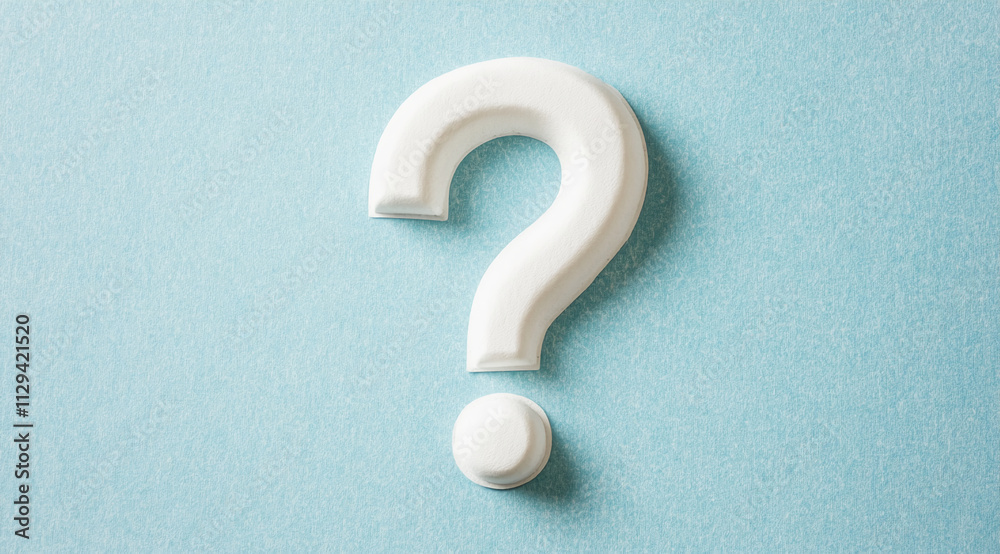 Creative question mark design on a soft blue background inviting curiosity and creativity in artistic expression Creative question mark design on a soft blue background inviting curiosity and creativity in artistic expression