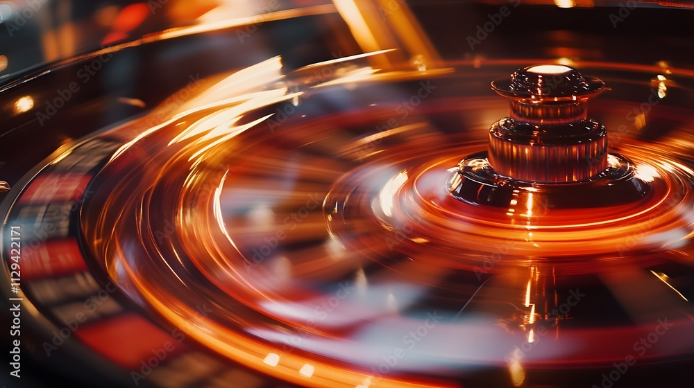 A close-up of a roulette croupiers hand spinning the wheel under bright casino lights. A close-up of a roulette croupiers hand spinning the wheel under bright casino lights.