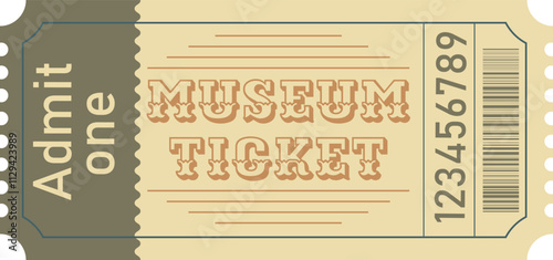 Retro vintage style museum ticket.