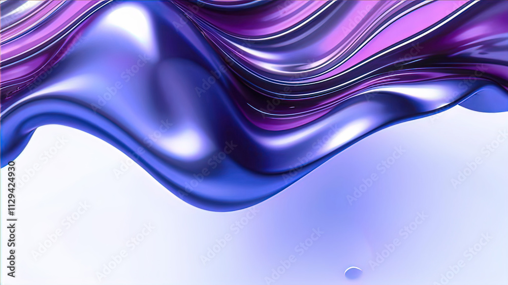 Fototapeta premium Abstract design of blue liquid texture on white background. Premium background of intertwining waves of horizontal movements
