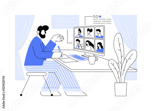 Online meeting isolated cartoon vector illustrations.