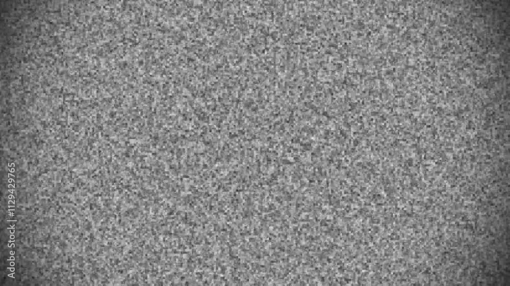 Old Retro TV - Static tv black and white noise caused by bad signal reception 4k noise and grain with vignette Background animation. Tv noise background animation.