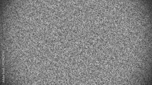 Old Retro TV - Static tv black and white noise caused by bad signal reception 4k noise and grain with vignette Background animation. Tv noise background animation.