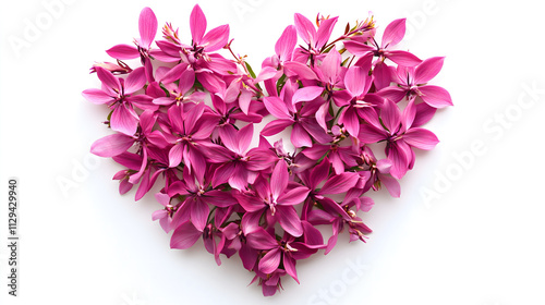 Heart made of purple flowers isolated on a white background. on the theme of Valentine's Day and romantic design and March 8. AI generation