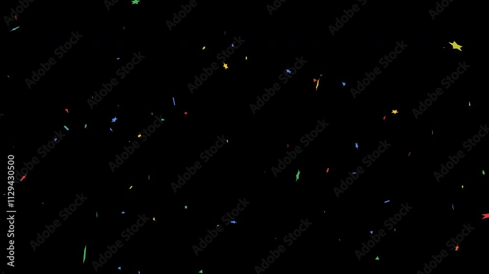 Colourful confetti party popper explosions on black backgrounds, 4K greeting animation Colourful confetti party popper explosions on black backgrounds, 4K greeting animation