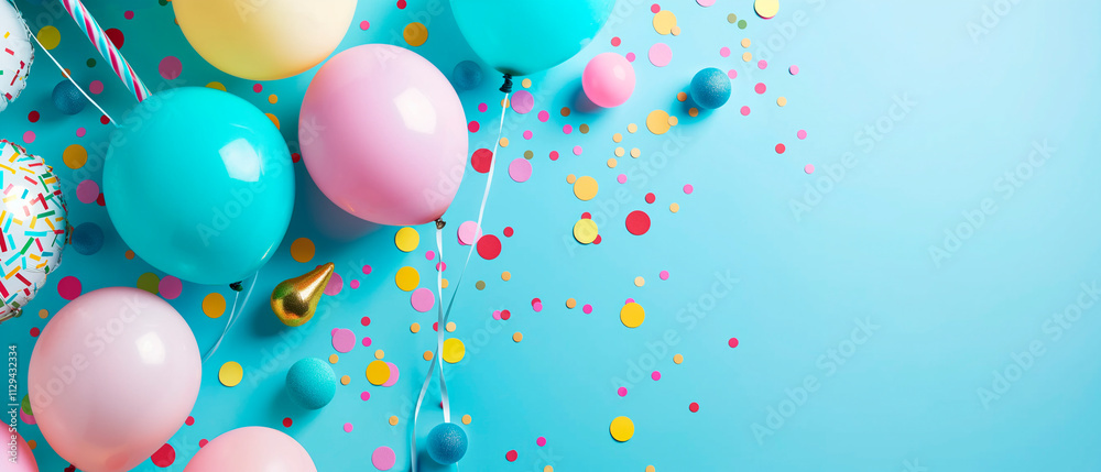 Celebración en Colores: Globos y Confeti de Fiesta Celebración en Colores: Globos y Confeti de Fiesta